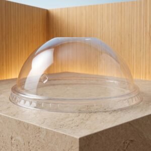 TAPA PLASTICO PET 12_24 OZ 98.5MM S/P DOMO PLANA TRANSPARENTE CONVERPRO CAJA 16X50 800