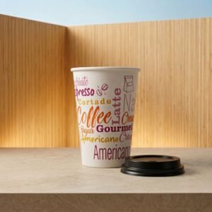 VASO PAPEL 10_OZ 80MM BEBIDA CALIENTE IMPRESO COFFEE LETTERS CAJA 20X50 1000