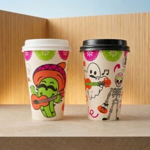 VASO PAPEL 16_OZ 90MM CANATEK P1S-B BEBIDA FRIA/CALIENTE IMPRESO PATRIO_MUERTOS 2024 BIOFORM CAJA 16X10 160