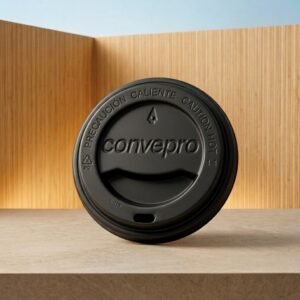 TAPA PLASTICA PS 6_8_10 OZ 80MM VASO PAPEL BC NEGRO CONVERPRO CAJA 20X50 1000