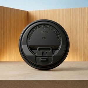 TAPA PLASTICA PS 12_20 OZ 90MM P/V PAPEL BEBIDA CALIENTE NEGRO CONVERPRO CAJA 20X50 1000