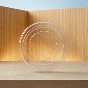 TAPA PLASTICO RPET 9_22 OZ 95MM PLANA TRANSPARENTE GOLD CAJA 20X50 1000 C