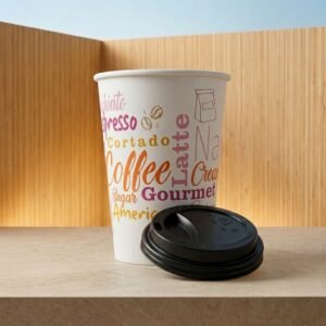 VASO PAPEL 8_OZ 80MM BEBIDA CALIENTE IMPRESO COFFEE LETTERS CAJA 20X50 1000