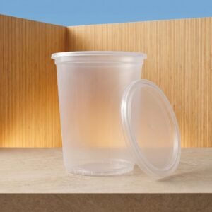 COMBO ENVASE PP 1L 32_OZ -946.33 ML 25 + 25 TAPAS TRASLUCIDO CONVERMEX WAU! CAJA 12X50 600 C